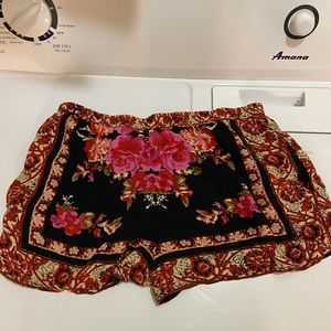 Black floral shorts